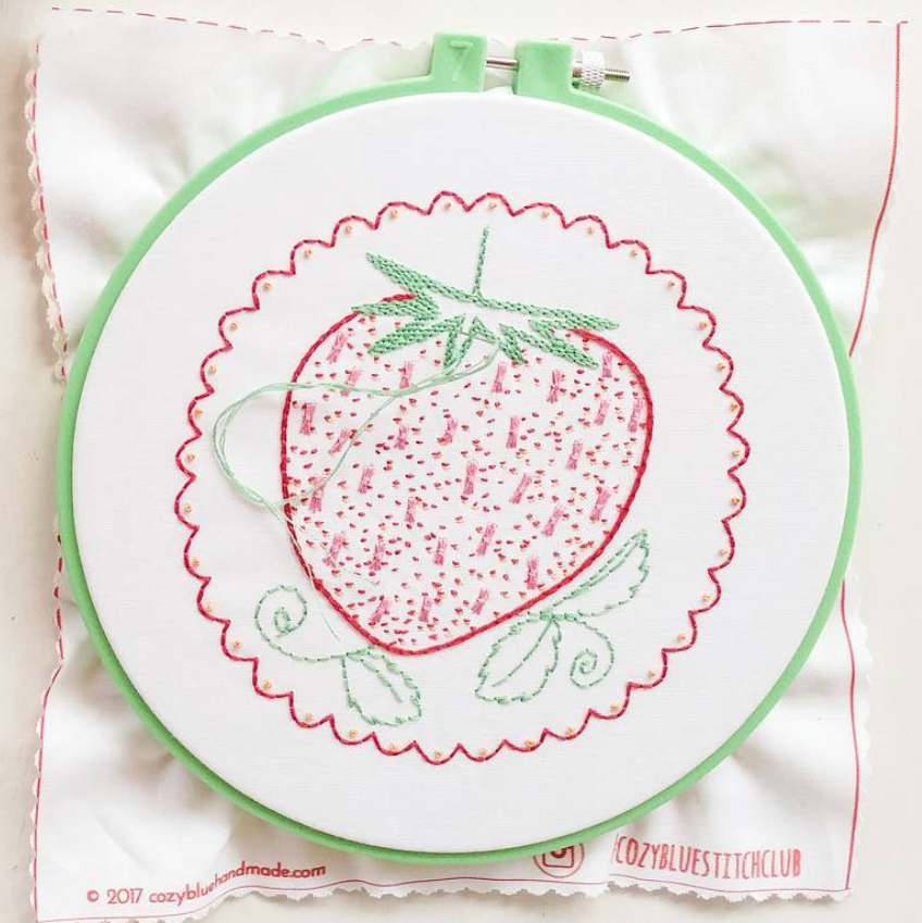 Strawberry Embroidery Pattern for Beginners