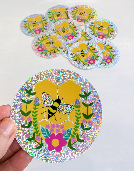 bee lovely glitter sticker
