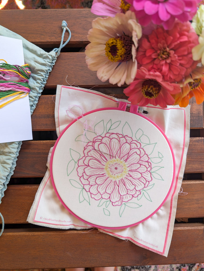 zinnia embroidery kit – cozyblue