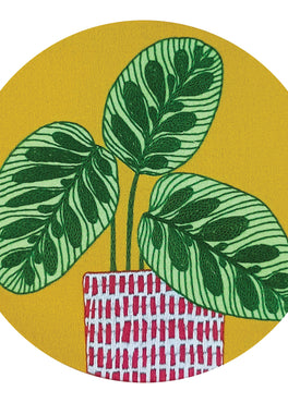 peacock plant pre-printed fabric embroidery pattern