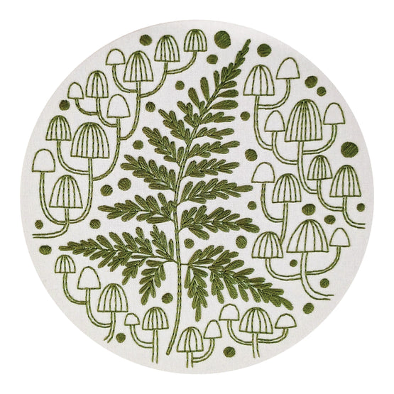 fern + friends pre-printed fabric embroidery pattern