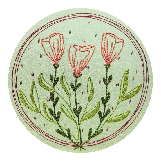 flower moon pre-printed fabric embroidery pattern