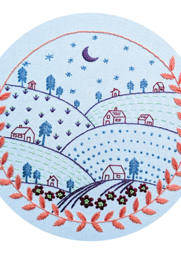 rolling hills pre-printed fabric embroidery pattern