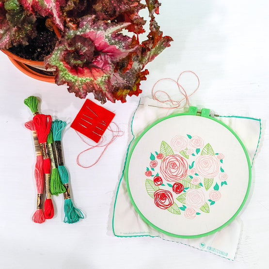 coming up roses embroidery kit