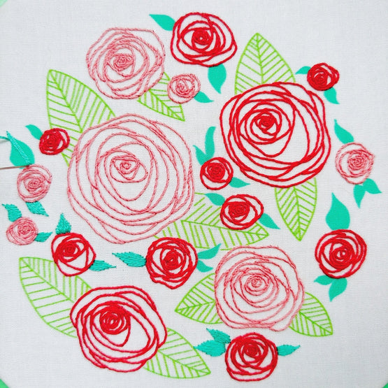 coming up roses embroidery kit