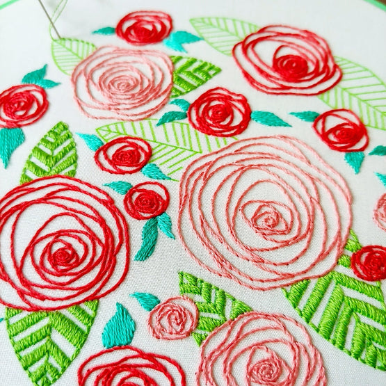 coming up roses embroidery kit