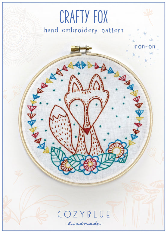 crafty fox iron-on embroidery pattern