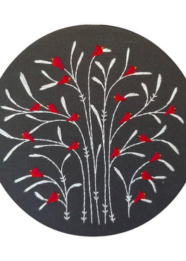 winter : cardinals pre-printed fabric embroidery pattern