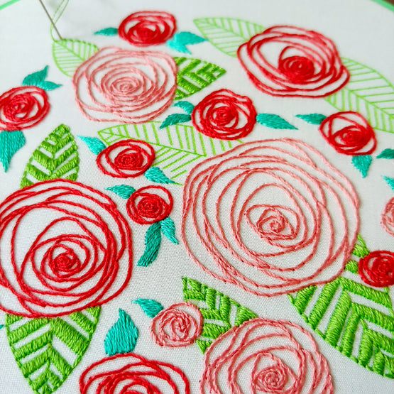 coming up roses embroidery kit