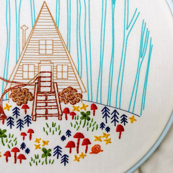 cozy cabin embroidery kit