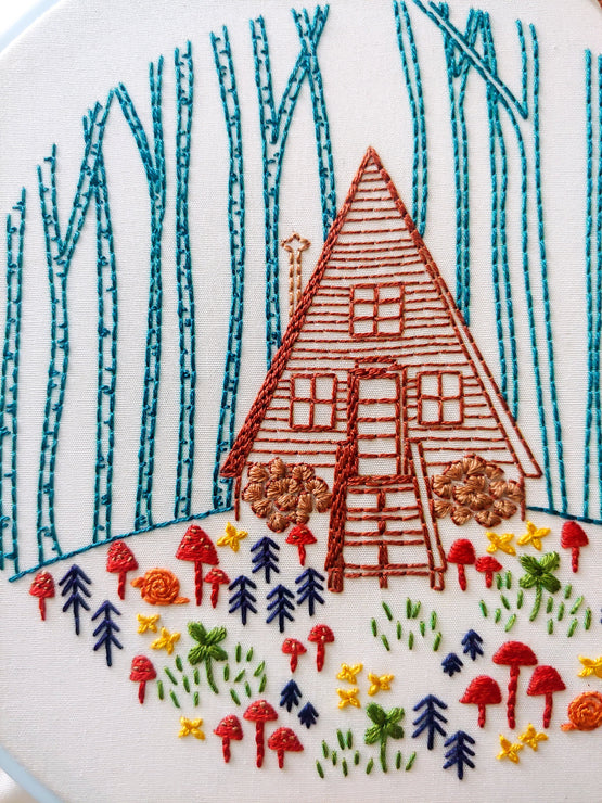 cozy cabin embroidery kit