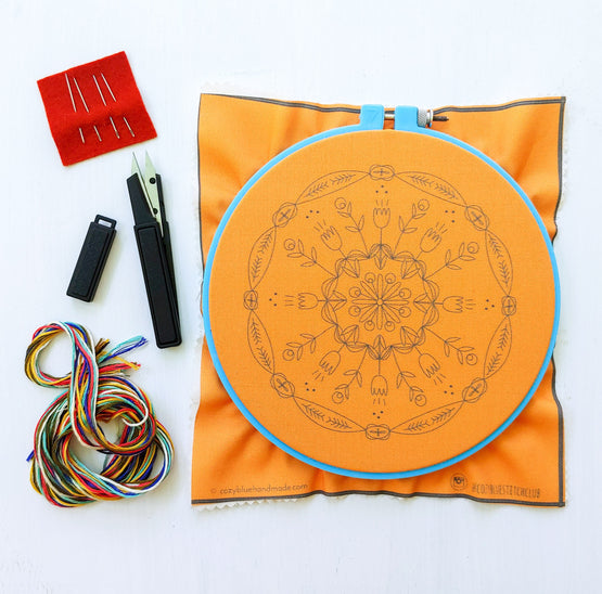 tangerine mandala embroidery kit