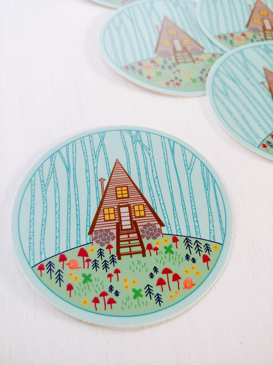 cozy cabin sticker