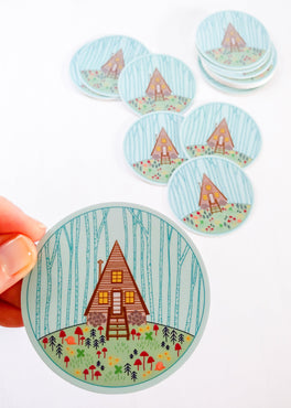 cozy cabin sticker