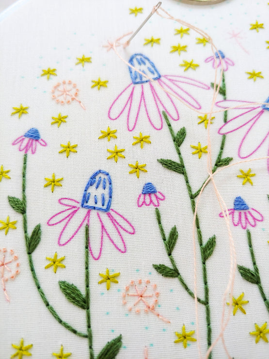 coneflower magic embroidery kit
