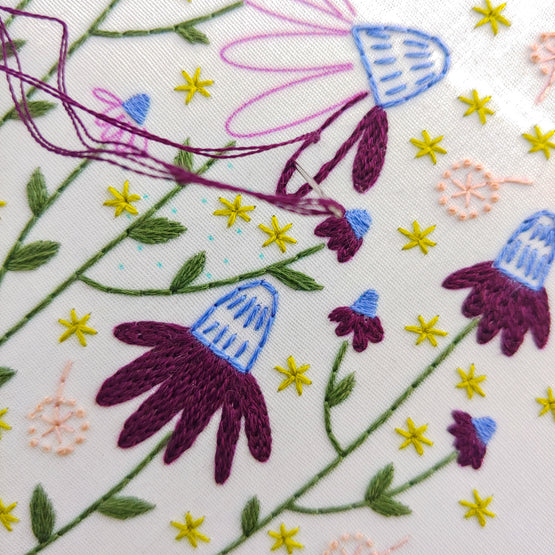 coneflower magic embroidery kit