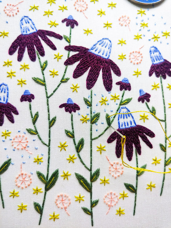 coneflower magic embroidery kit