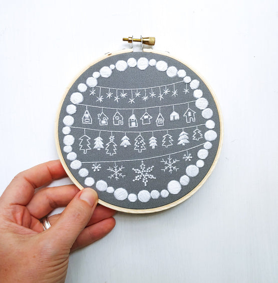 cozy holiday embroidery kit