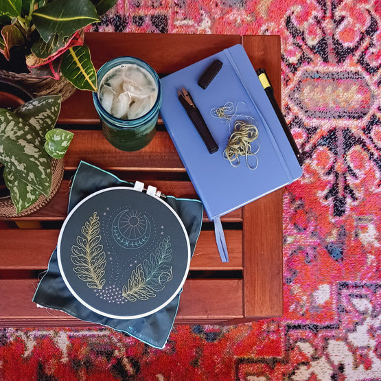 blue moon embroidery kit