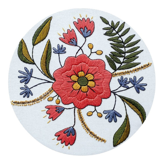 april flowers pre-printed fabric embroidery pattern