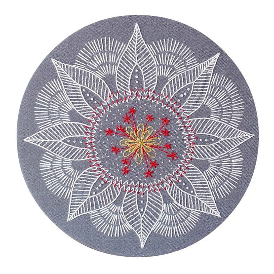 autumn mandala pre-printed fabric embroidery pattern