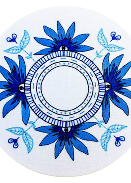 blue eyes pre-printed fabric embroidery pattern