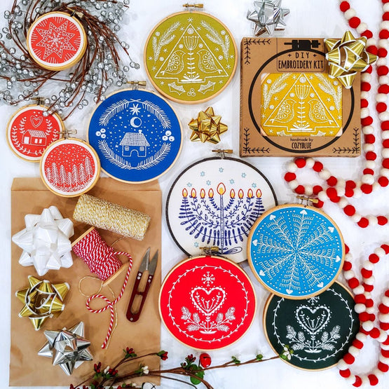 holiday heart embroidery kit