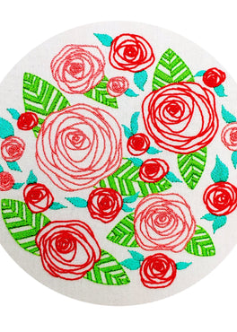 coming up roses pre-printed fabric embroidery pattern
