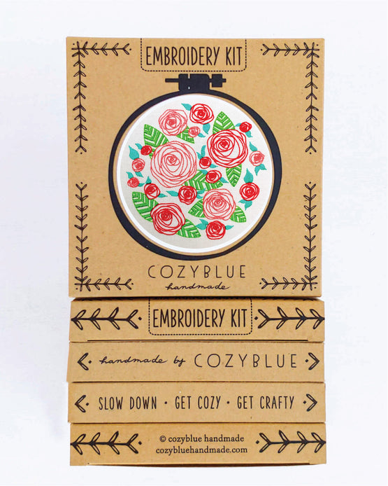 coming up roses embroidery kit