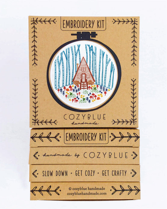 cozy cabin embroidery kit
