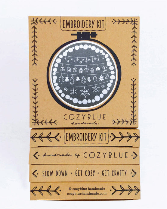 cozy holiday embroidery kit