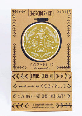 folk holiday embroidery kit