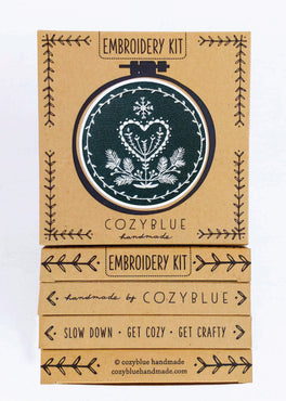 holiday heart embroidery kit