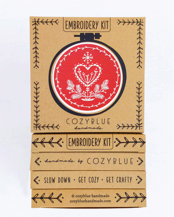 holiday heart embroidery kit
