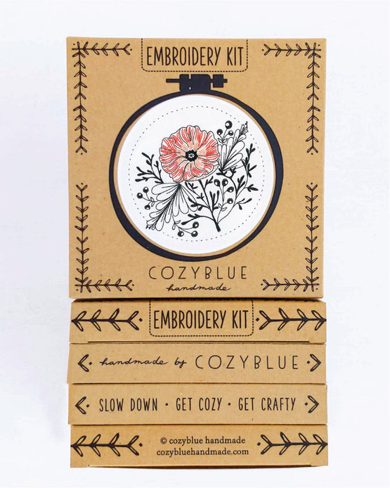 poppy power embroidery kit
