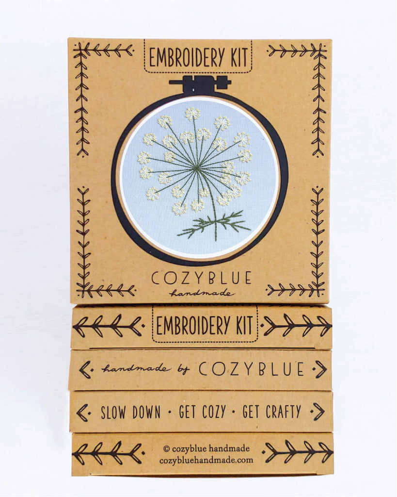 queen anne's lace embroidery kit – cozyblue