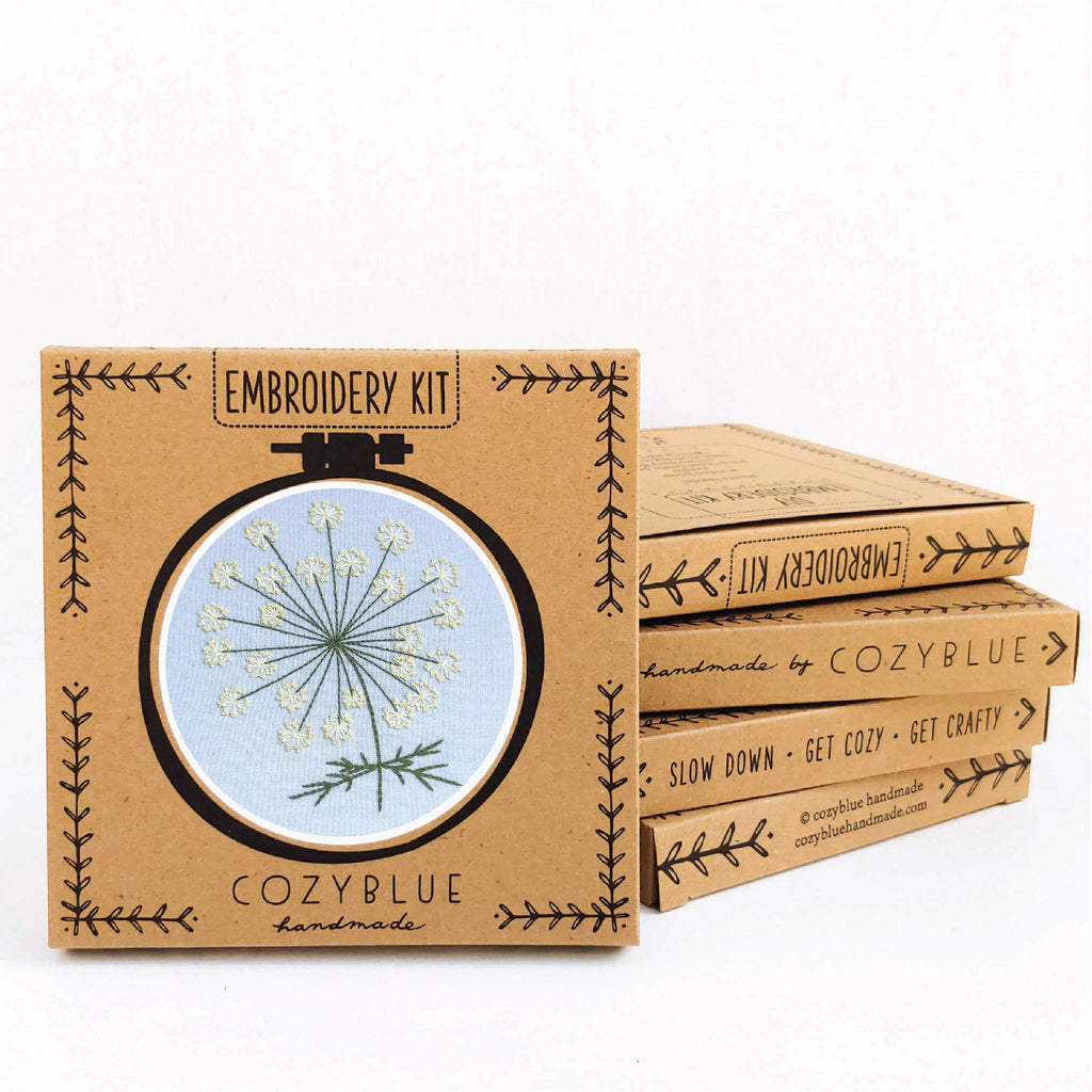 queen anne's lace embroidery kit – cozyblue