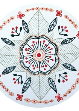 floral mandala pre-printed fabric embroidery pattern