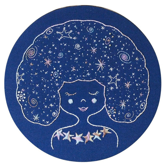 galaxy girl pre-printed fabric embroidery pattern