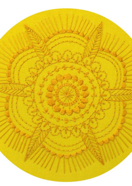 golden mandala pre-printed fabric embroidery pattern
