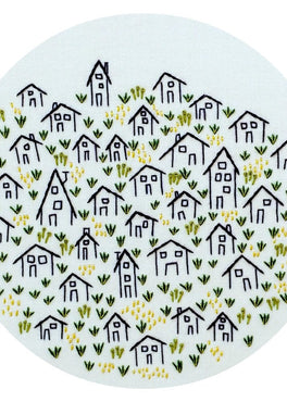 it takes a village pre-printed fabric embroidery pattern