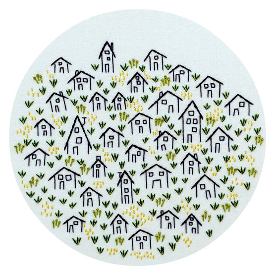 it takes a village pre-printed fabric embroidery pattern