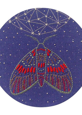 midnight flight pre-printed fabric embroidery pattern