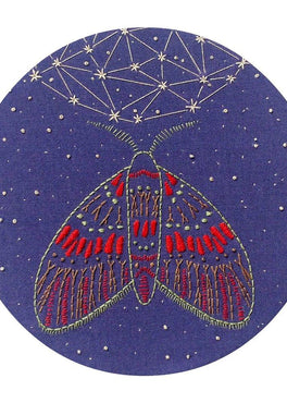 midnight flight pre-printed fabric embroidery pattern