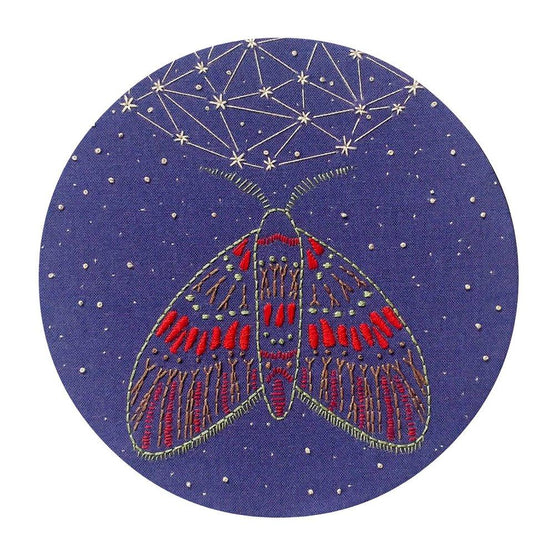 midnight flight pre-printed fabric embroidery pattern