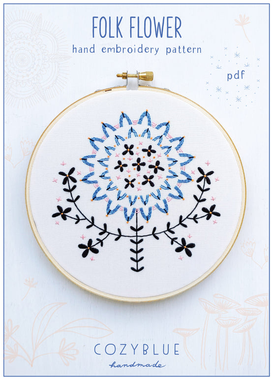 folk flower PDF pattern