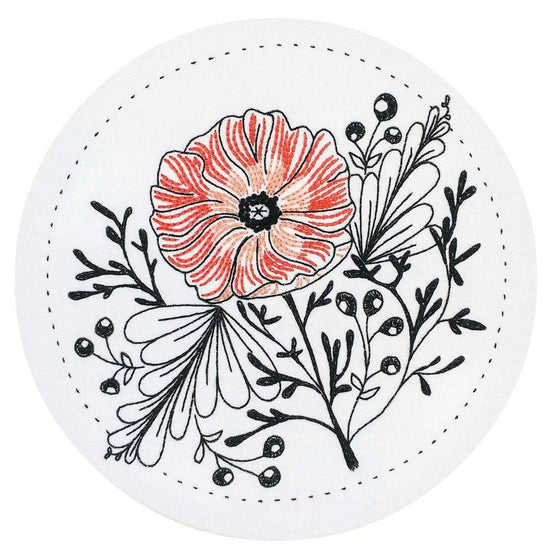 poppy power pre-printed fabric embroidery pattern