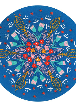 floral burst pre-printed fabric embroidery pattern