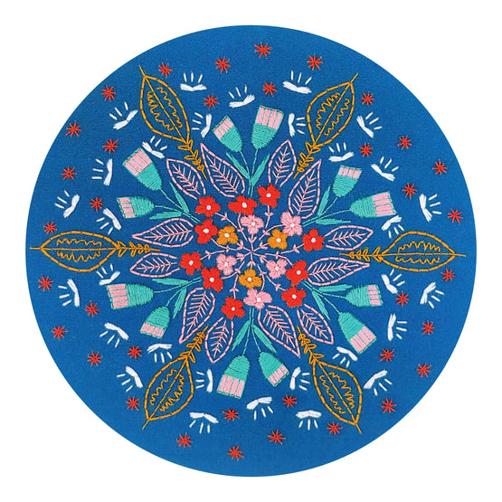 floral burst pre-printed fabric embroidery pattern