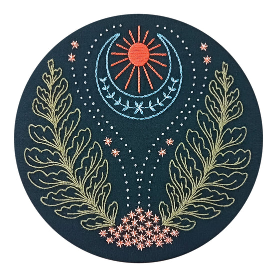 blue moon pre-printed fabric embroidery pattern